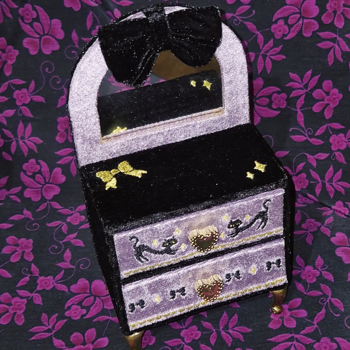 00s 레트로 스위머 벨벳 고양이 거울 서랍 상품이미지6