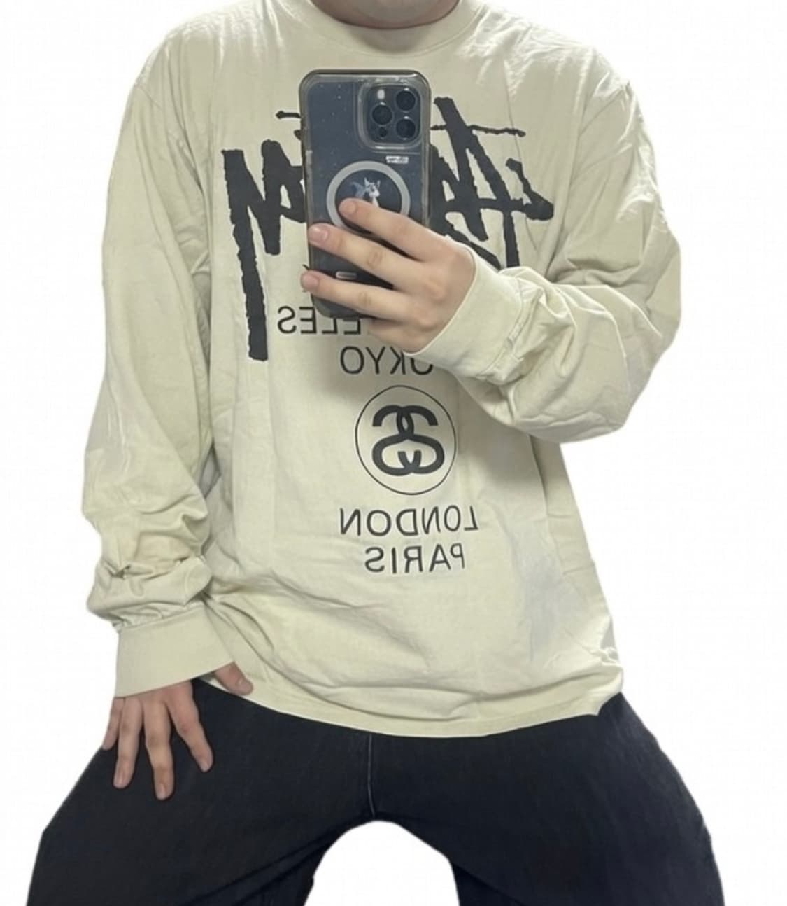 스투시 월드투어 롱슬리브 아이보리 상품이미지1