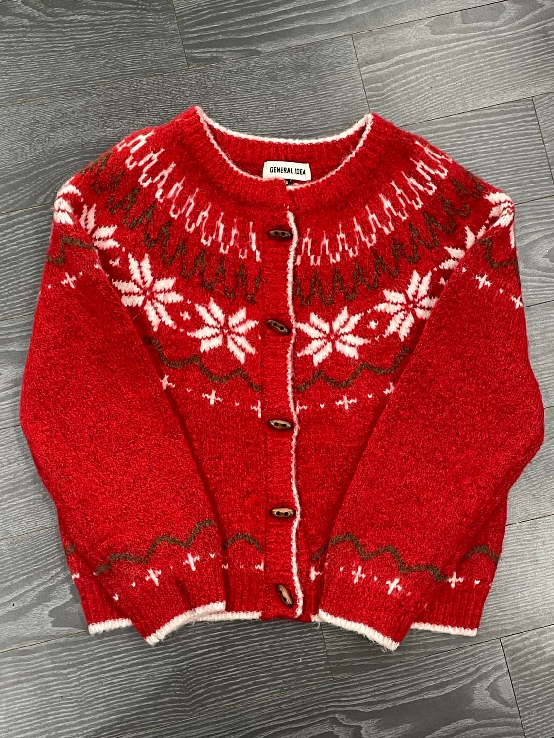 제너럴 아이디어 general idea 울 노르딕 더플 가디건 레드 상품이미지1