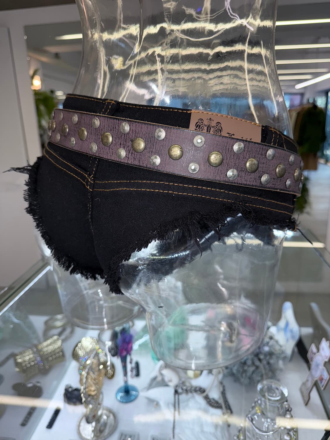 washed leather stud belt 상품이미지3