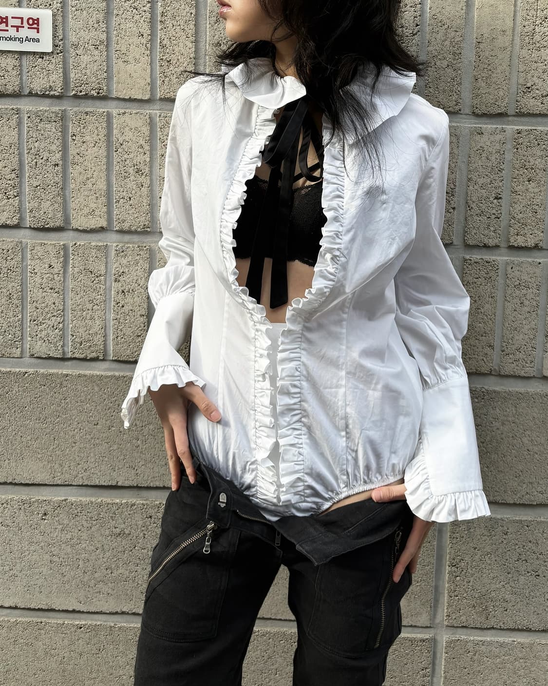 디스퀘어드 프릴 셔츠 오픈 바디수트 상품이미지5