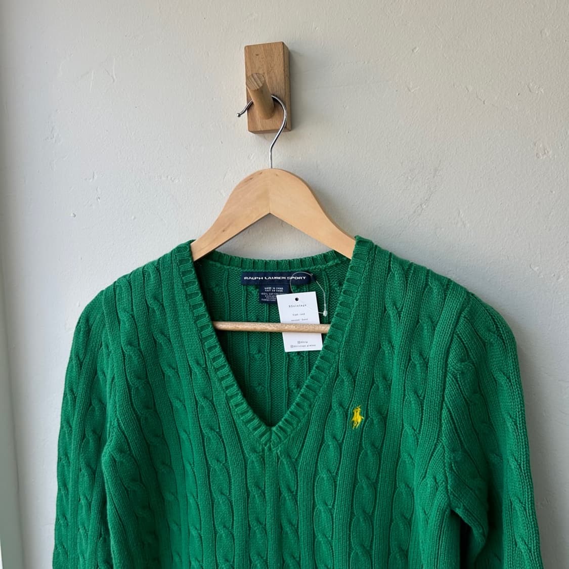 16799 - 폴로 랄프로렌 그린 케이블 브이넥 니트 상품이미지1