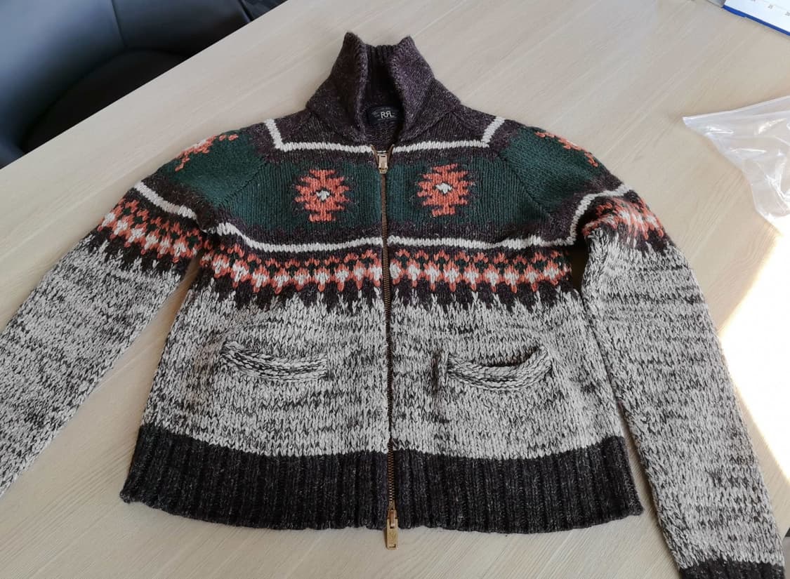 RRL 자카드 숏카라 집업 가디건 상품이미지1