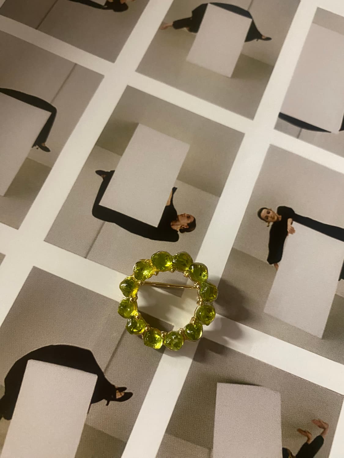 일본 빈티지 라임 글라스 브로치 주얼리 상품이미지2