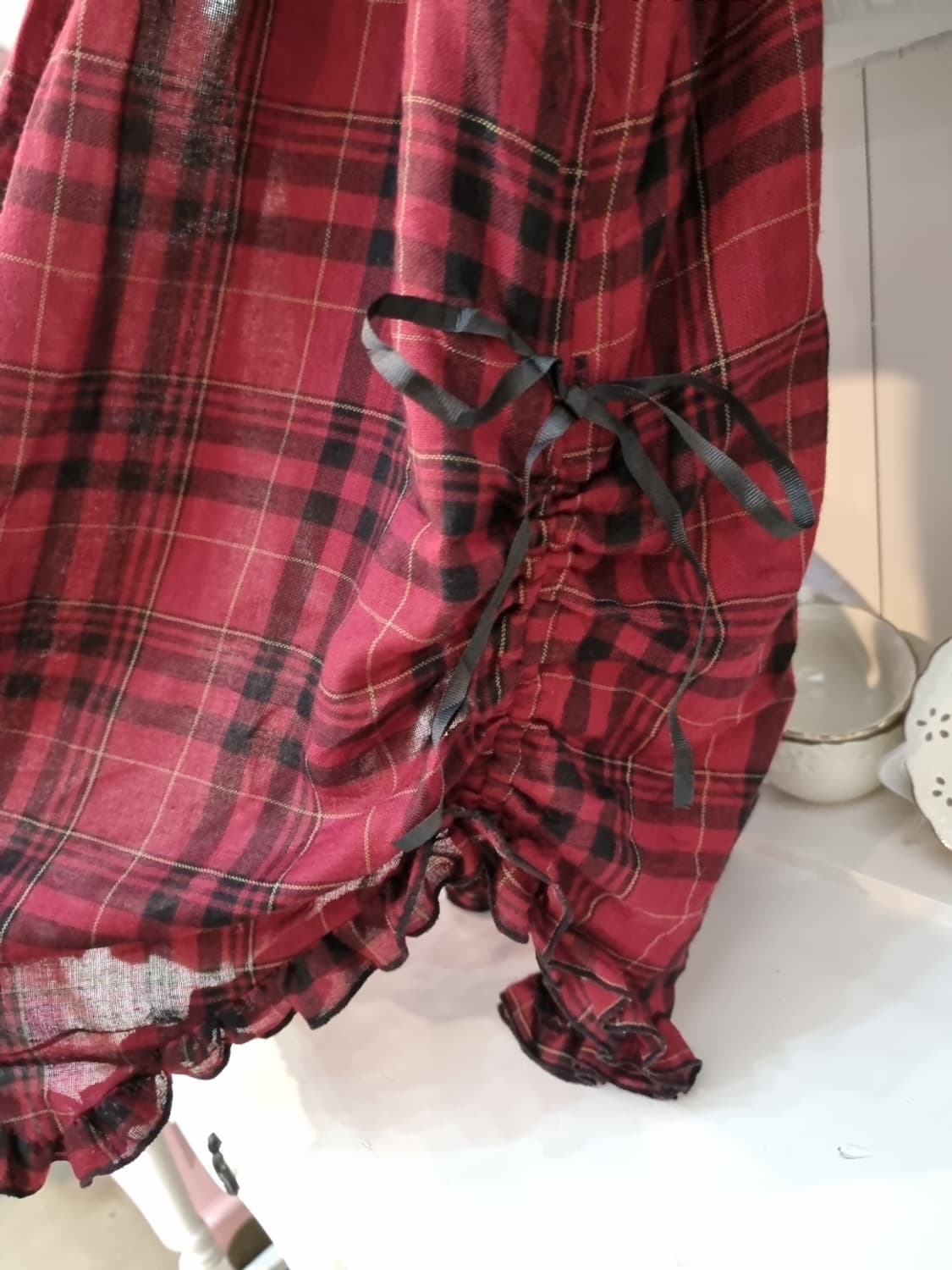 axes femme 레드 체크 프릴 슬립 원피스 상품이미지6