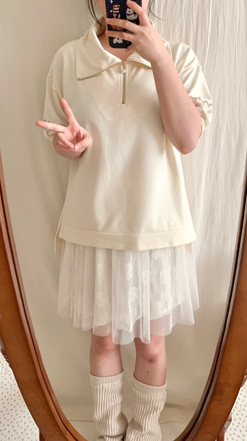 엑시즈팜 레이스 반팔 카라티 상품이미지5