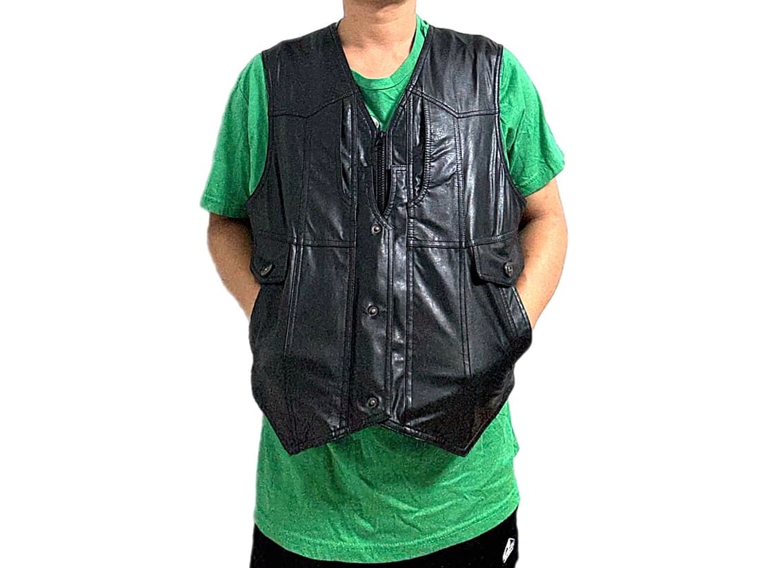 볼케이노 소가죽 바이커 펑크 조끼 상품이미지3