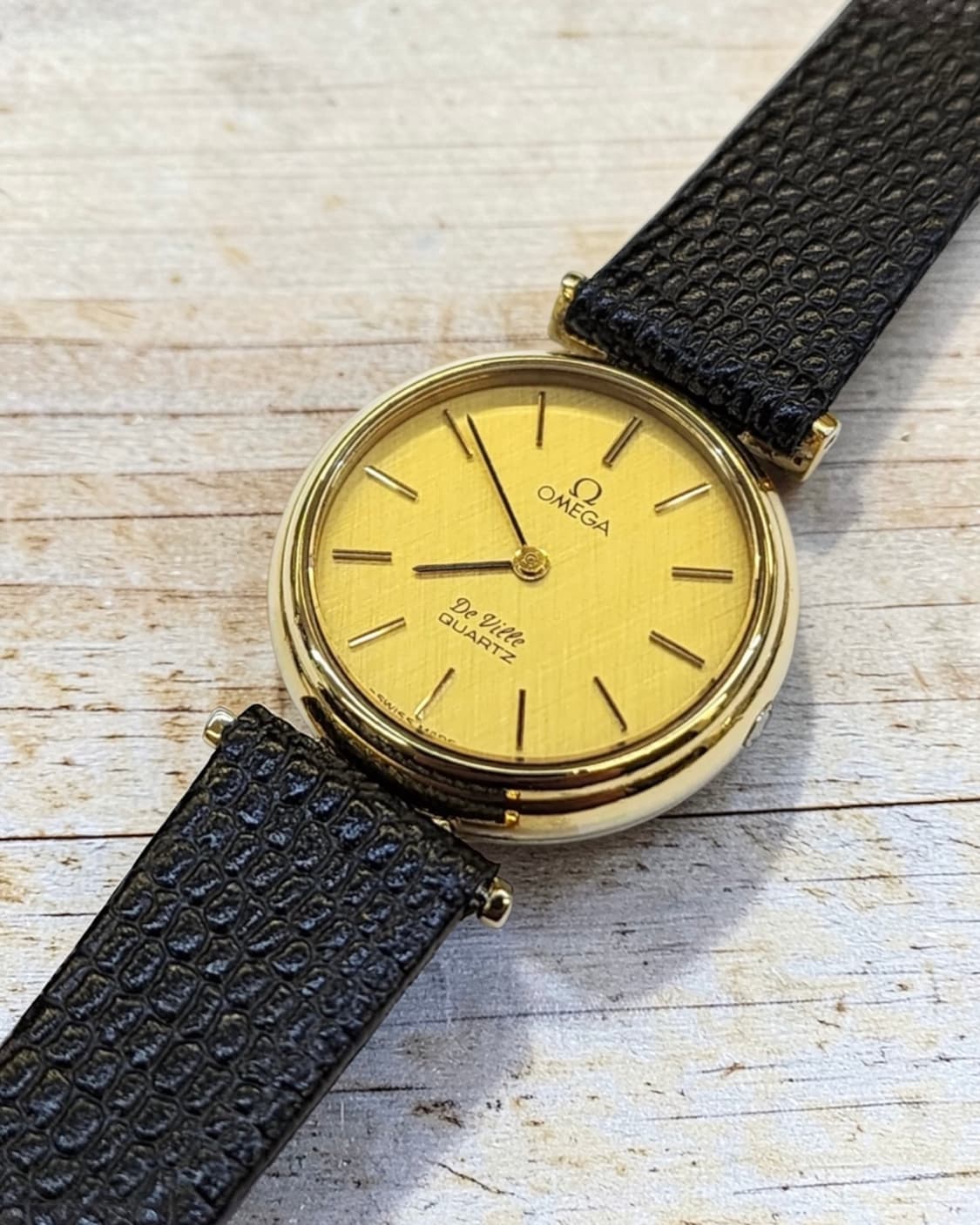 [데드스탁] 빈티지 오메가 드빌 리넨 골드 쿼츠 - 푸시버튼 모델 상품이미지3
