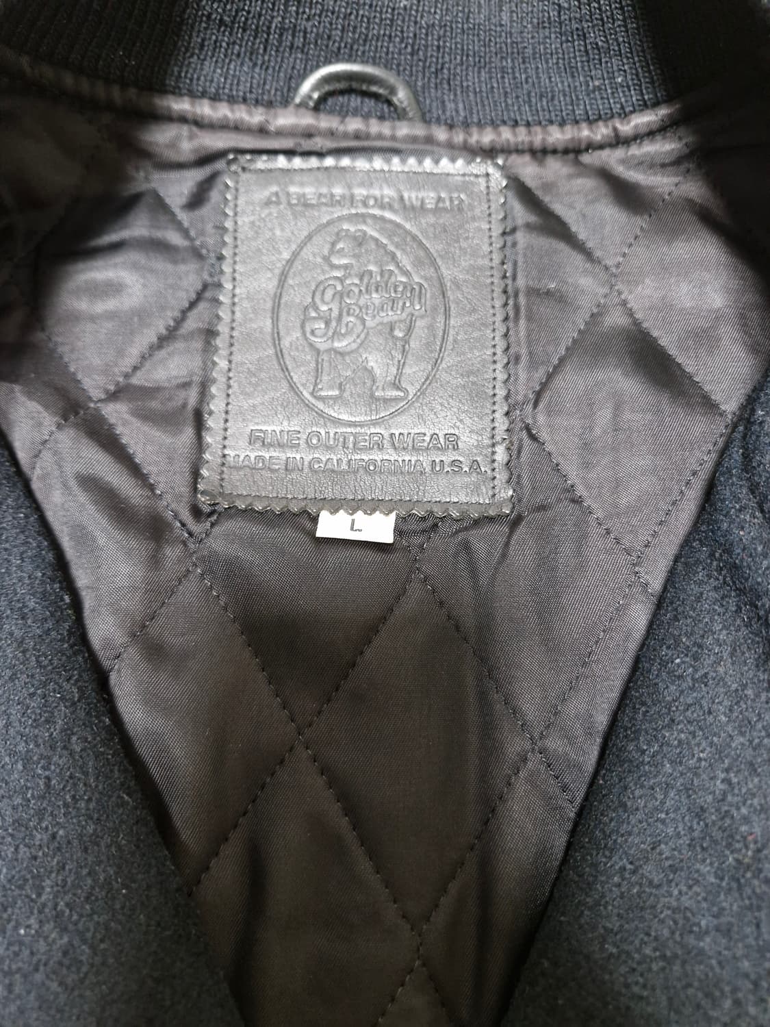 [L] 90s golden bear 골든베어 레더 바시티 자켓 미국제조 상품이미지2