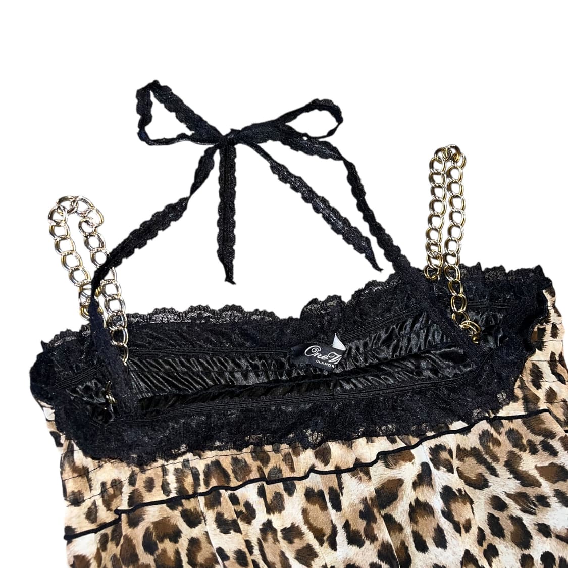 체인 끈 레이스 홀터넥 호피 탑 갸루y2k 상품이미지3