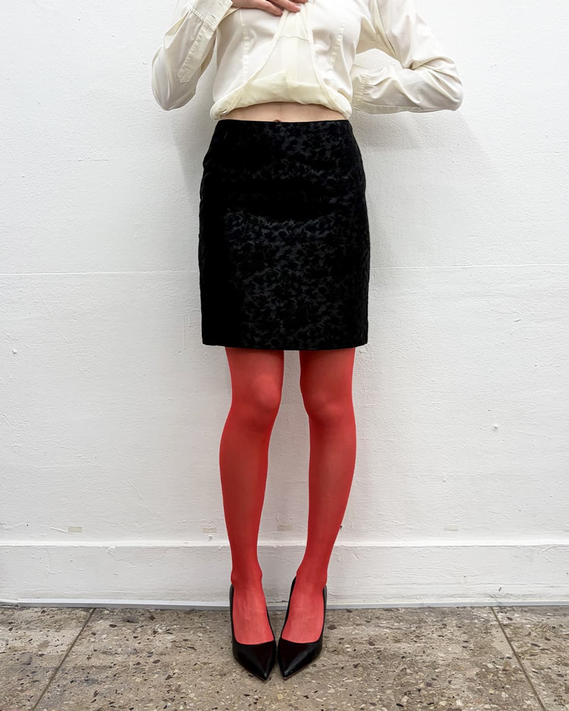 빈티지 자카드 미디 스커트 상품이미지1