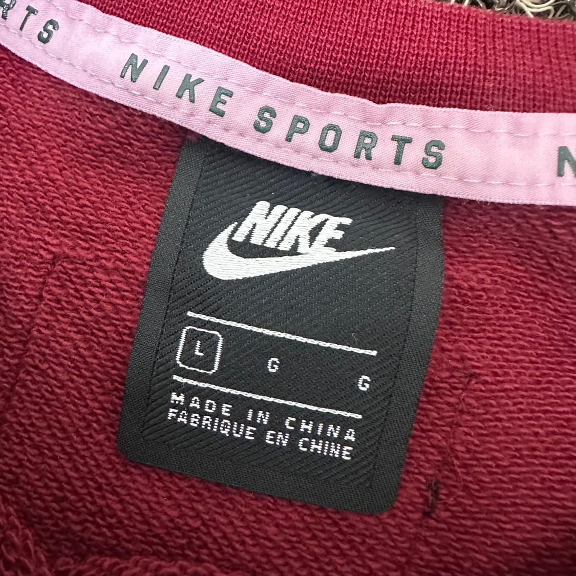 NIKE 나이키 여성 크롭 맨투맨 버건디 L 상품이미지3