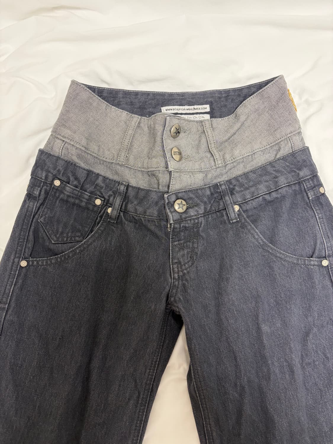 Beaded Layered Denim Pants Nonfade Gray 상품이미지5