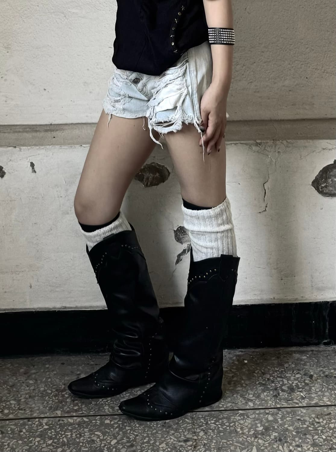 Distressed double shorts 상품이미지2