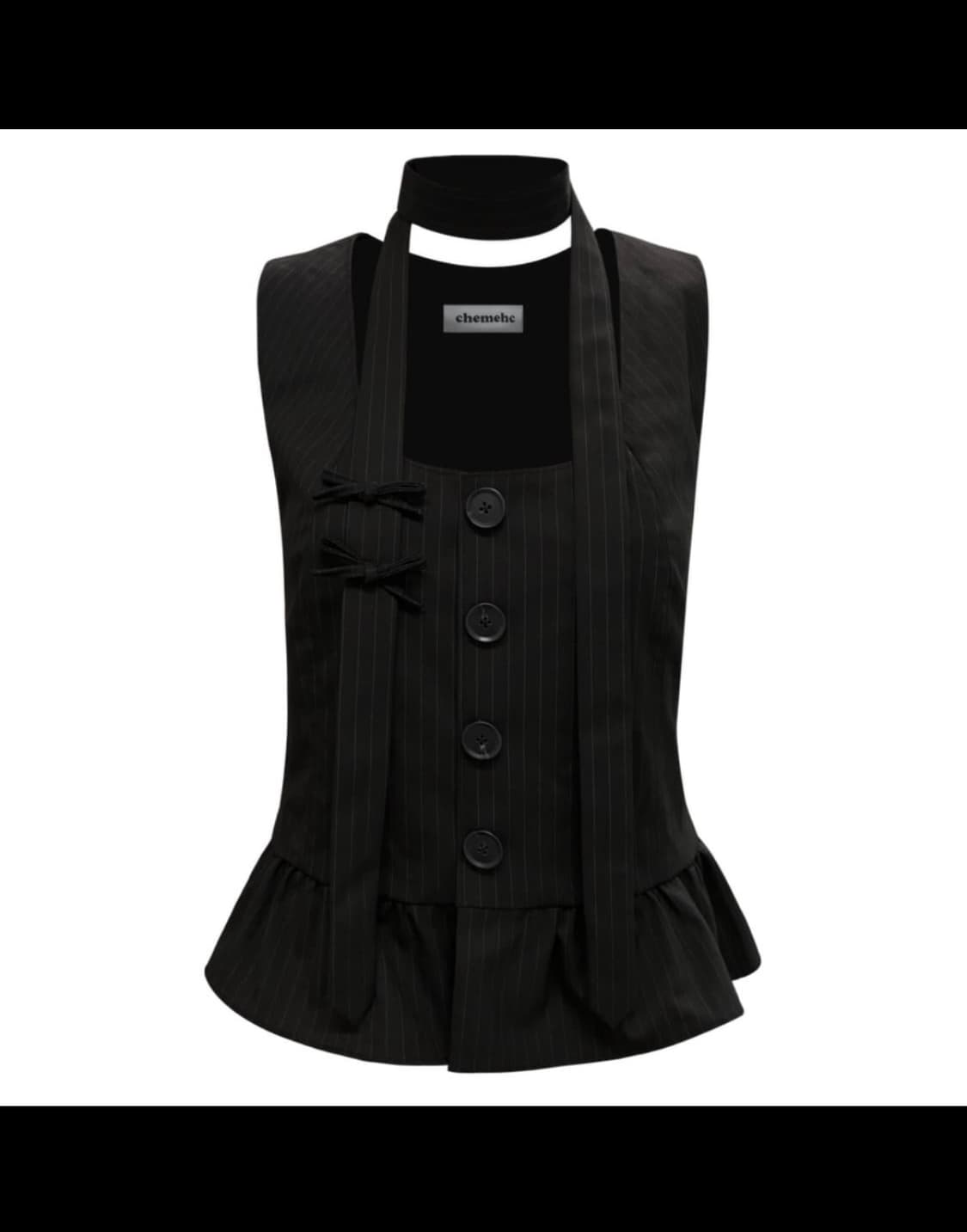 체메씨 PEPLUM VEST RIBBON TIE SET 베스트 상품이미지1