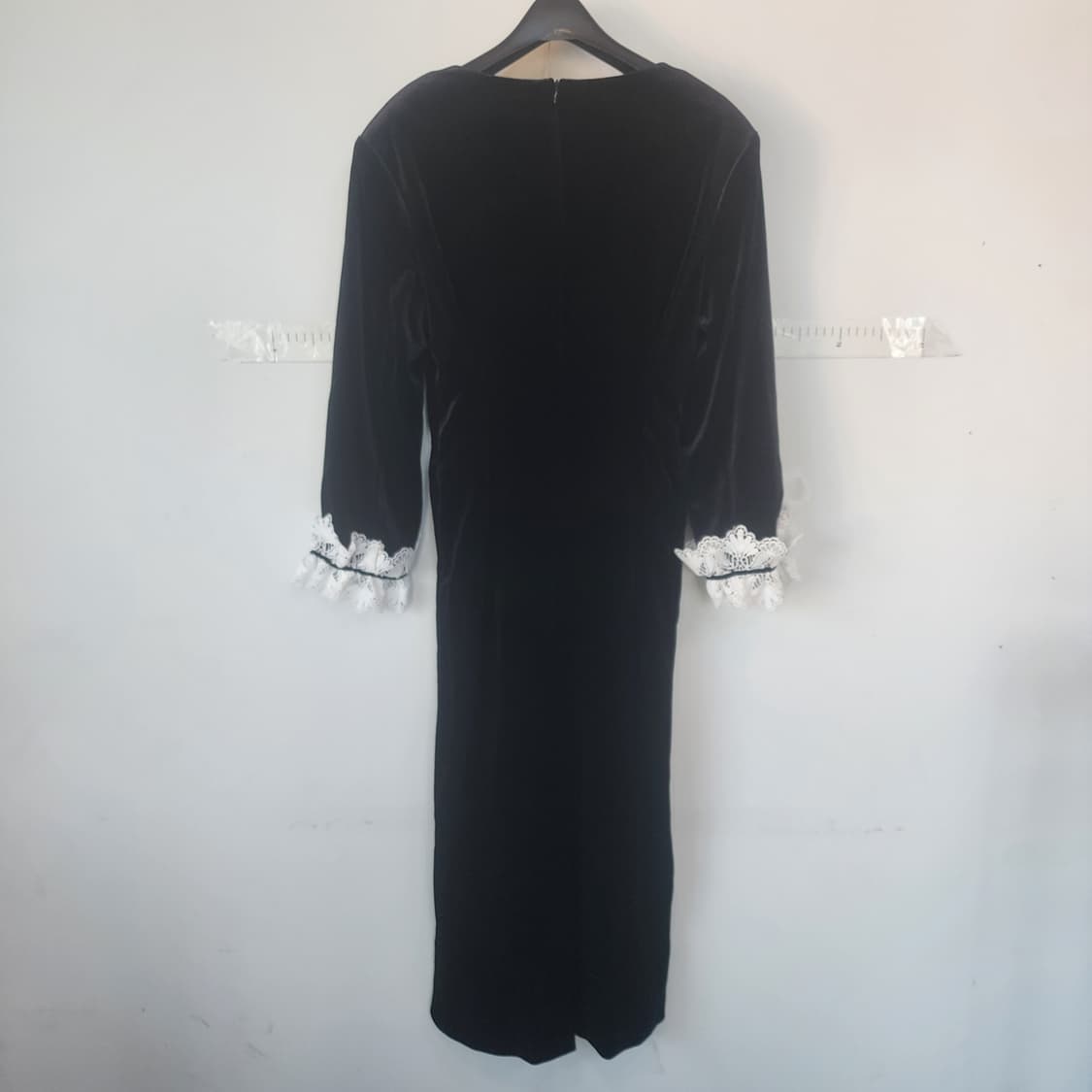 JULL LOG 블랙 벨벳 레이스 롱 원피스 상품이미지6