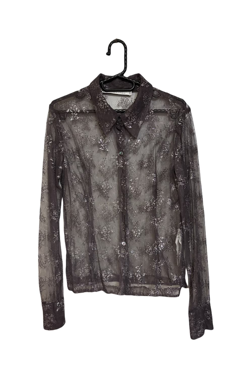 자라 그레이 메탈릭 실버 레이스 셔츠  상품이미지1