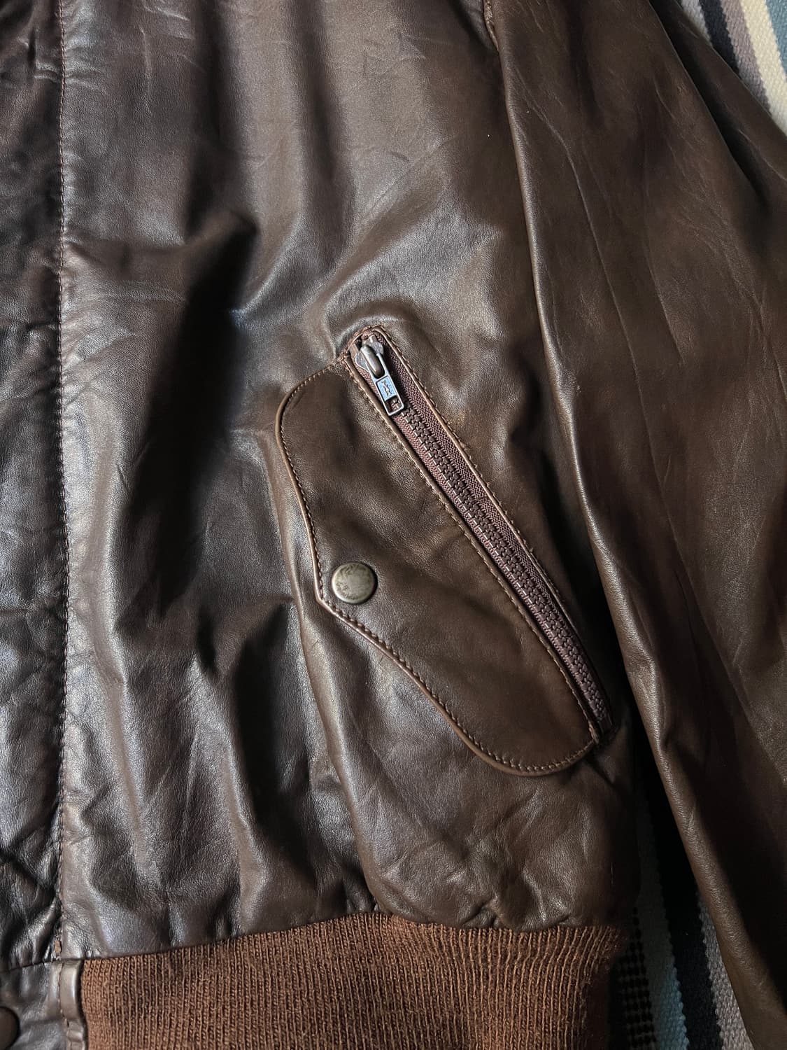 [XL]90's Made in USA 리얼레더 플라이트 자켓 상품이미지3