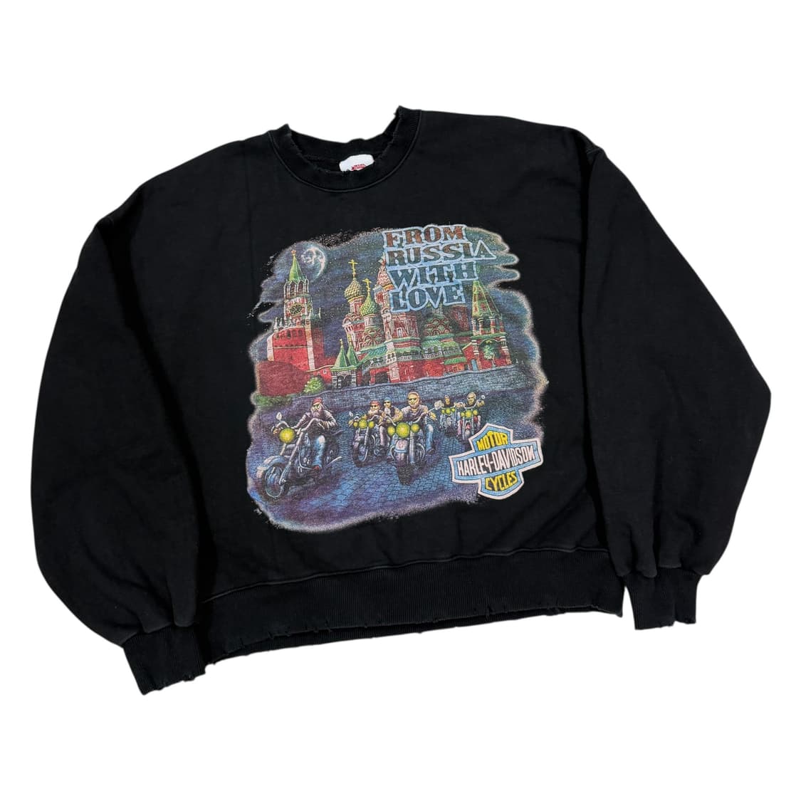 빈티지 할리데이비슨 프린팅 데미지 디테일 맨투맨 블랙 상품이미지2