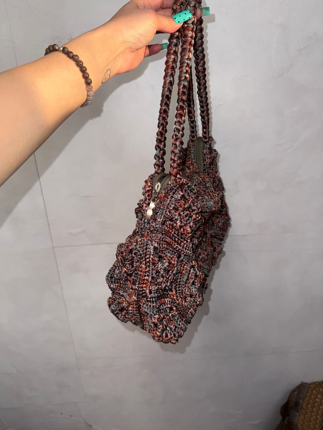 Ash brown bohemian crochet knit 숄더백 상품이미지3