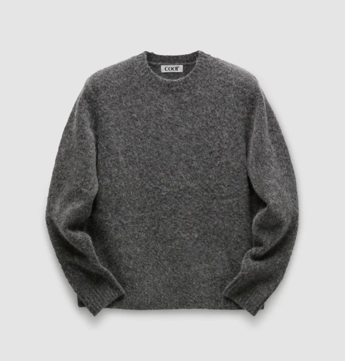 (XL) 쿠어 헤어리 알파카 블렌드 크루넥 스웨터 (멜란지그레이) 상품이미지1