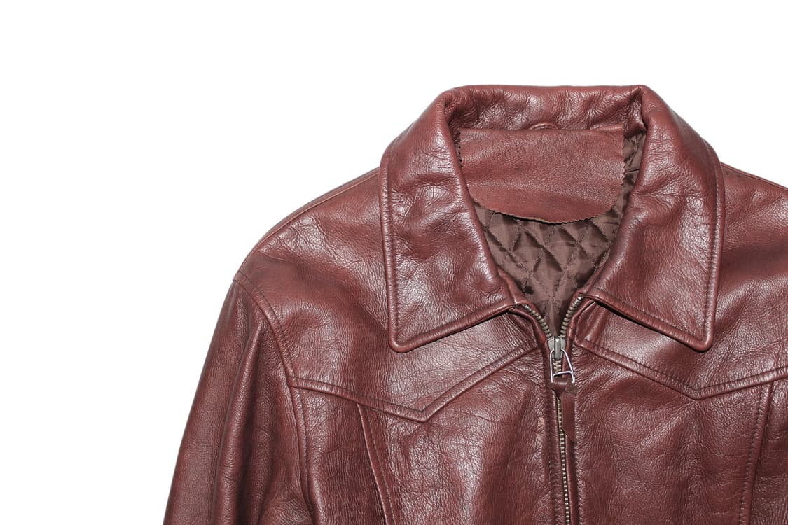 1990s JAPAN 스티어하이드 빌리 크롭 웨스턴 레더 자켓 상품이미지2