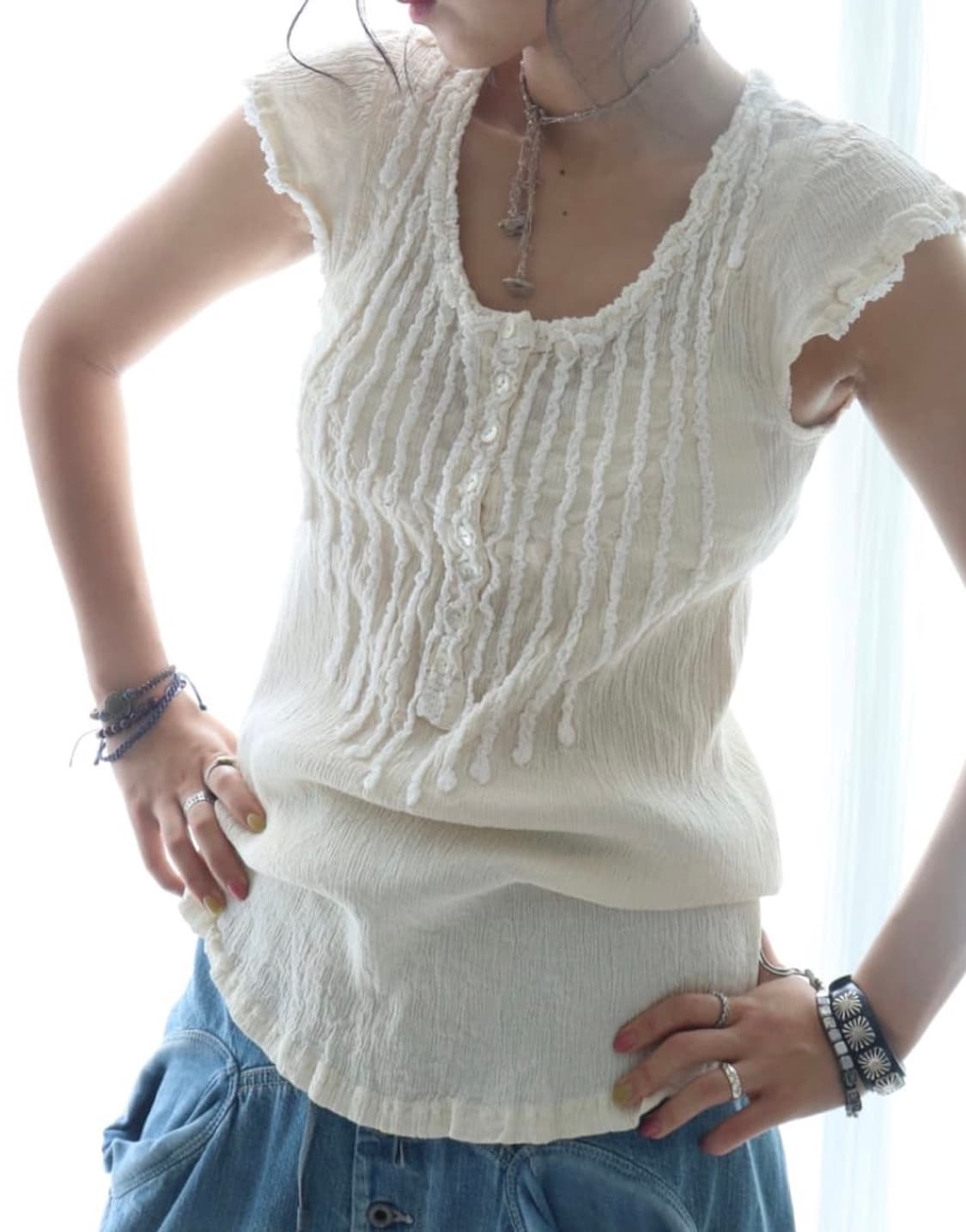 [Tsumori Chisato] Crinkle Pintuck Blouse 상품이미지1