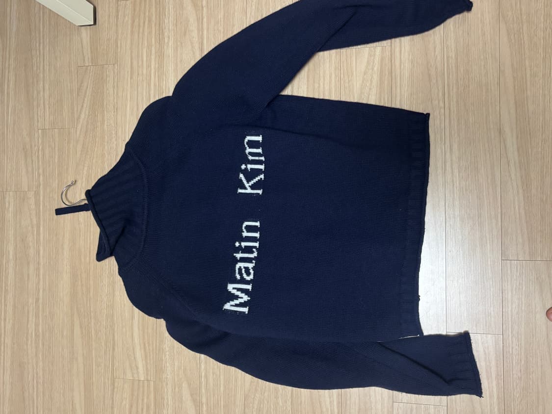 마뗑킴 니트집업 네이비 M 상품이미지3