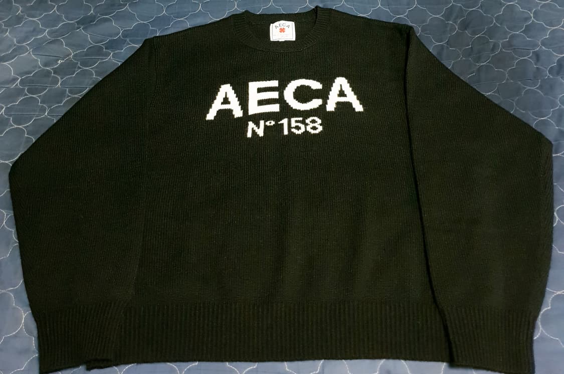 에이카화이트 빅로고 풀오버 니트 블랙 (L) 상품이미지2