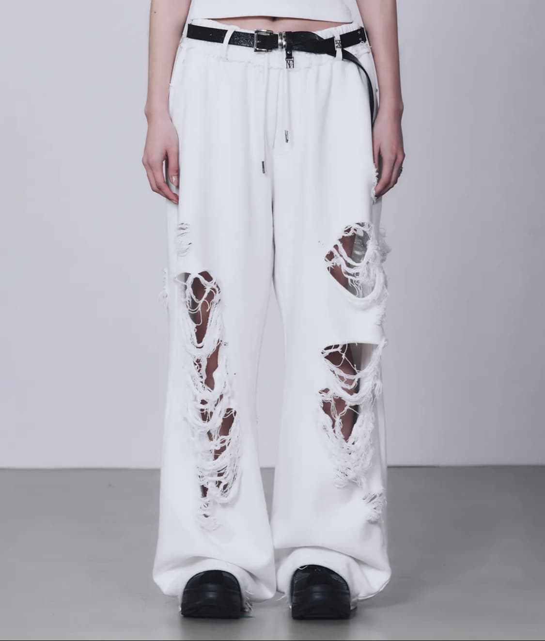 트리밍버드 데미지 와이드 스웻팬츠 상품이미지1