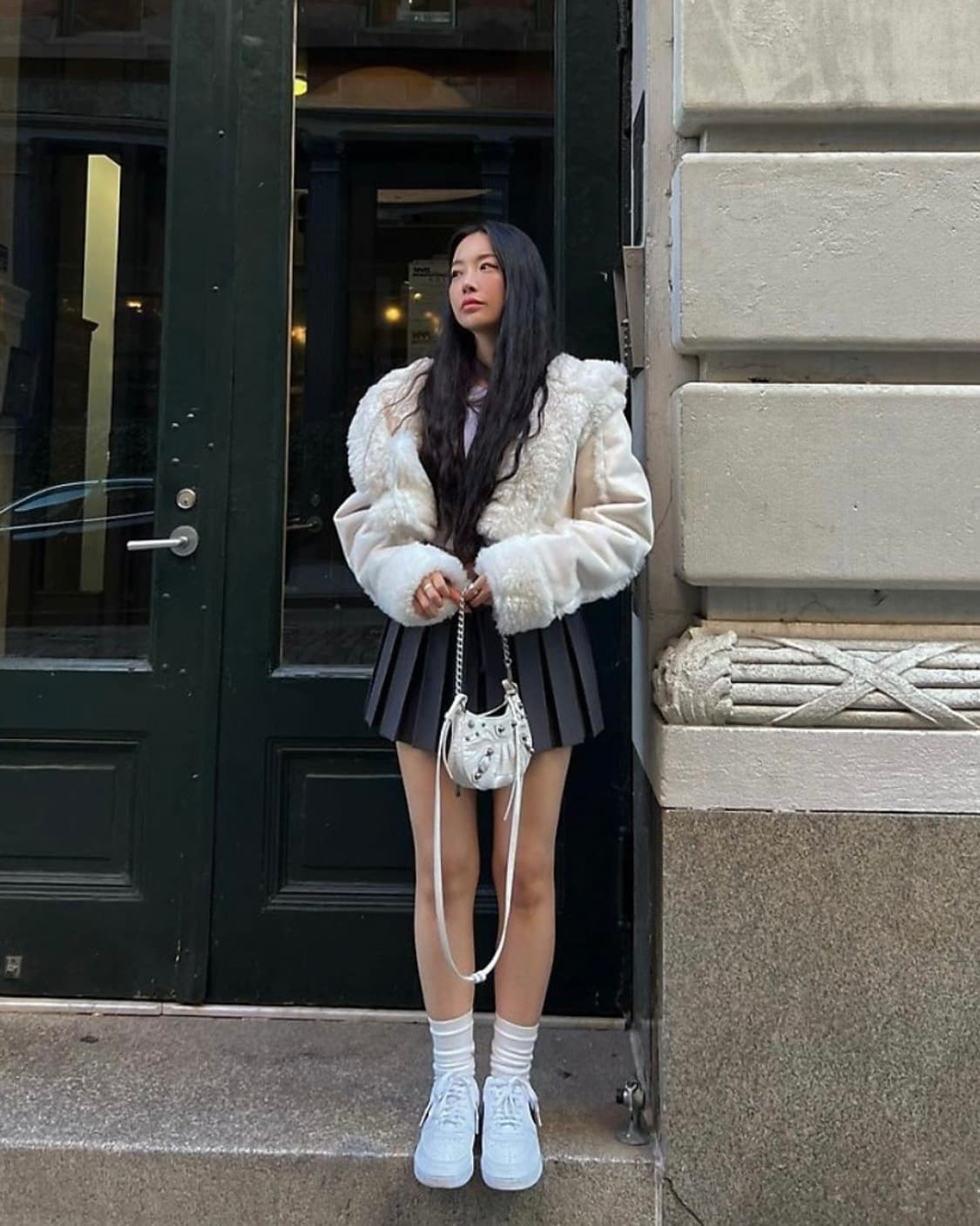 쓰리타임즈 - 베이비 후디 퍼 코트 아이보리 상품이미지2