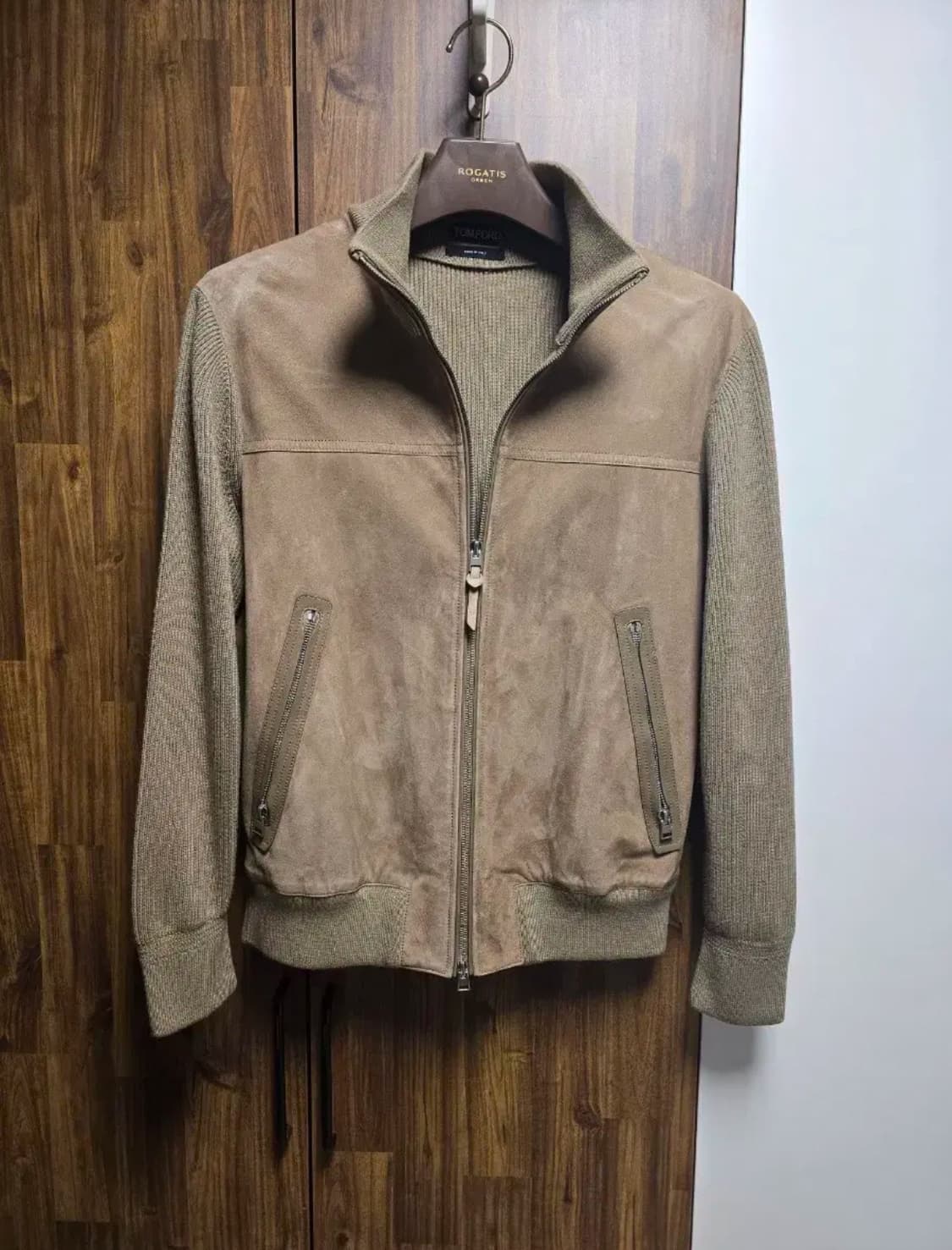 톰포드 송아지가죽 스웨이드 자켓 50사이즈 베이지 상품이미지1