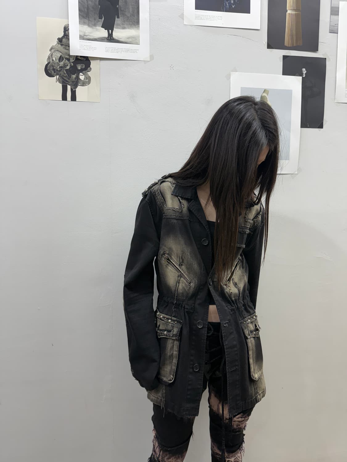 락시크 무드 그런지 워싱 자켓 상품이미지5