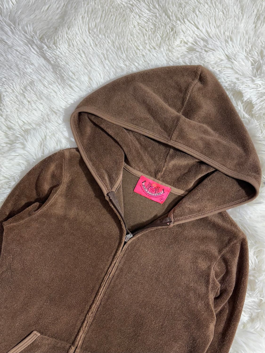 쥬시꾸띄르 브라운 테리소재 딱붙핏 후드집업  상품이미지4