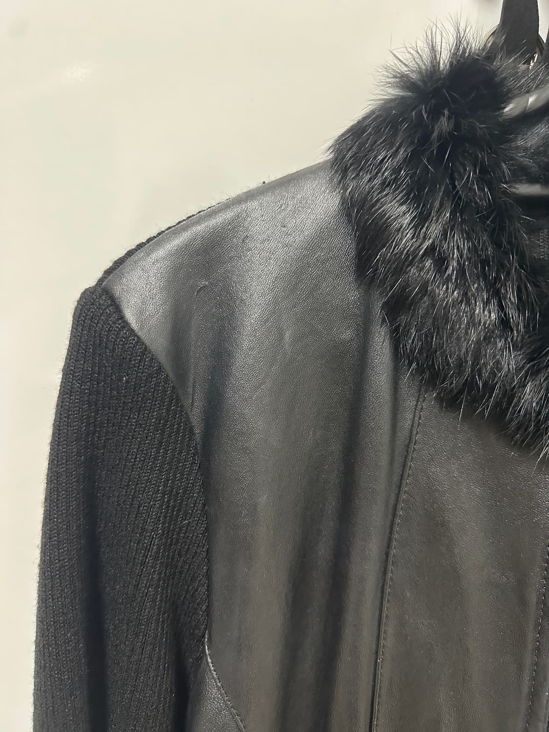 레더 배색 니트 자켓 상품이미지4