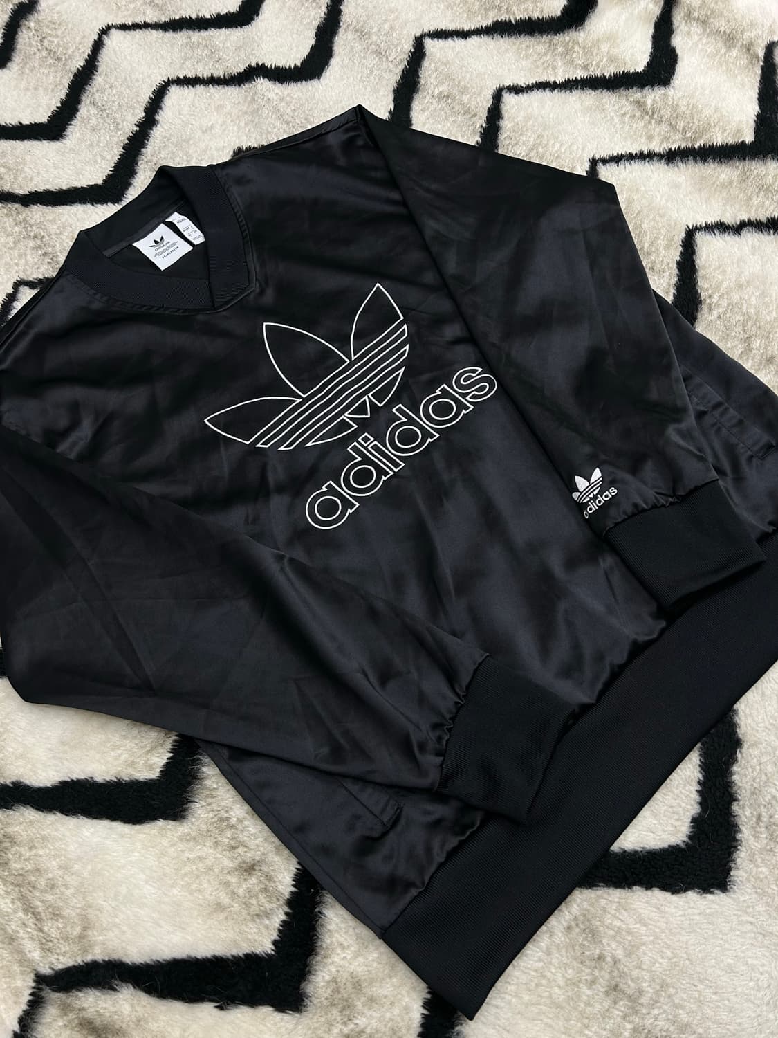 [S]아디다스 사틴 빅로고 져지 맨투맨/블랙 상품이미지2