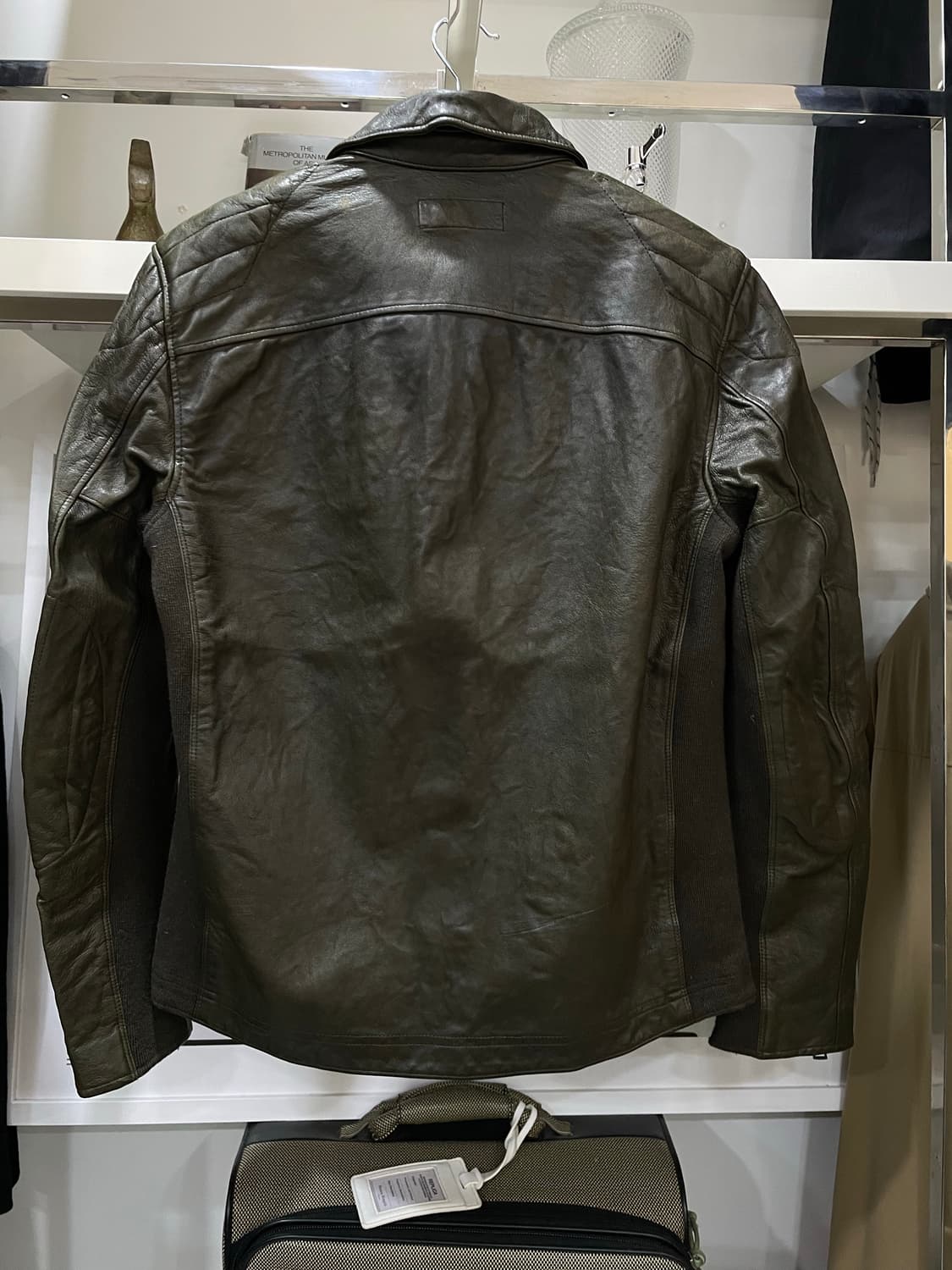 폴로랄프로렌(블랙라벨)/블랙카키 니트매치 양가죽자켓(S) 상품이미지2