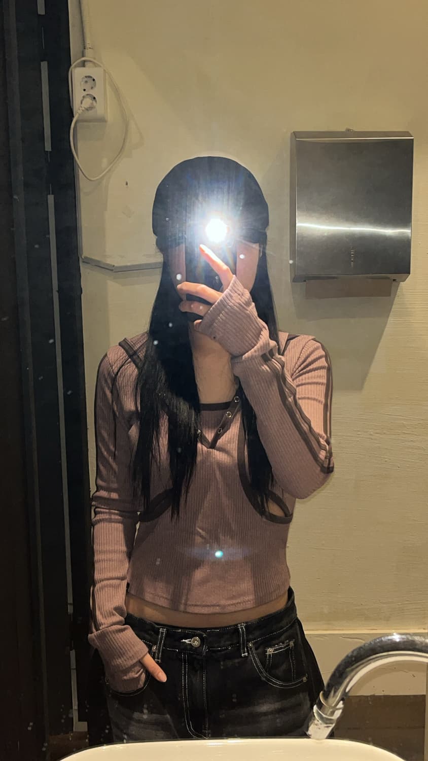 셋업이엑스이 절개 골지 탑 상품이미지4