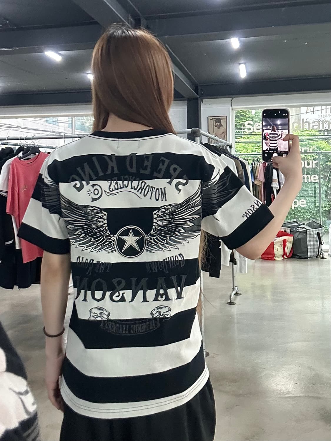 벤슨 스타윙 스트라이프 자수 반팔티 상품이미지1