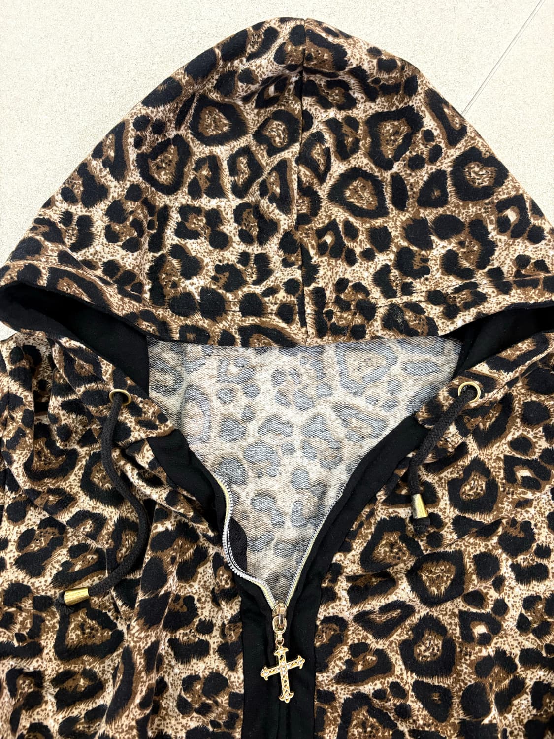 레오파드 십자가 후드집업 상품이미지2
