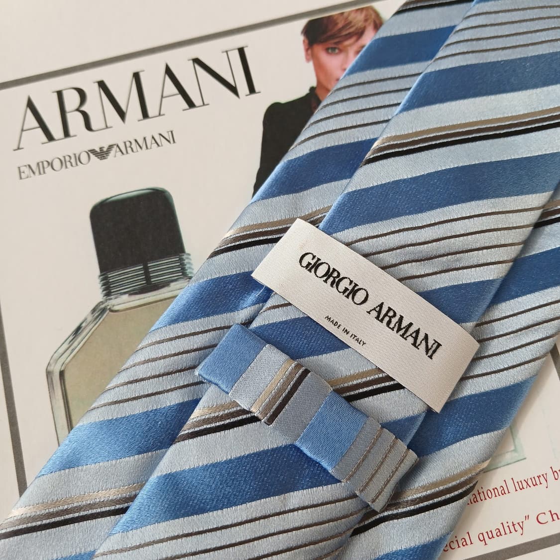 조르지오 아르마니 실크 스트라이프 넥타이 8.9cm A+~A A19609 상품이미지6