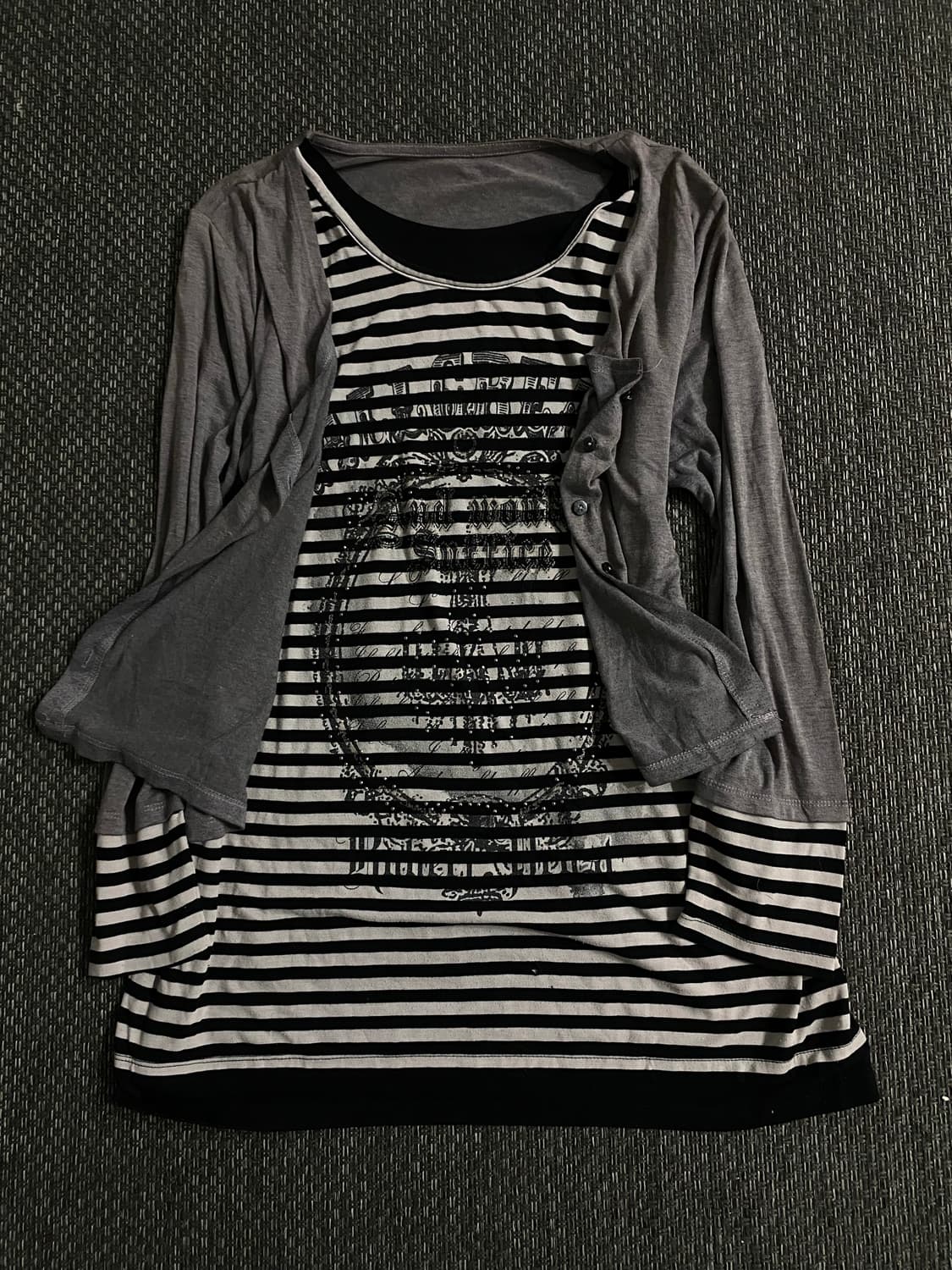 Y2K Gothic Print Cardigan Layered Sleeve 상품이미지6
