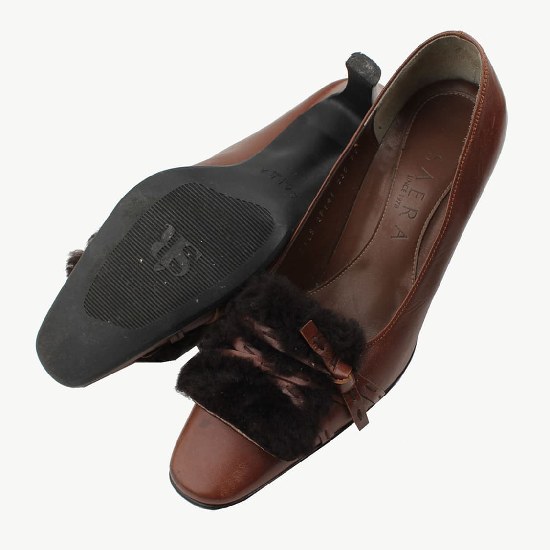 세라 초코브라운 가죽&퍼 장식 구두 235 상품이미지4