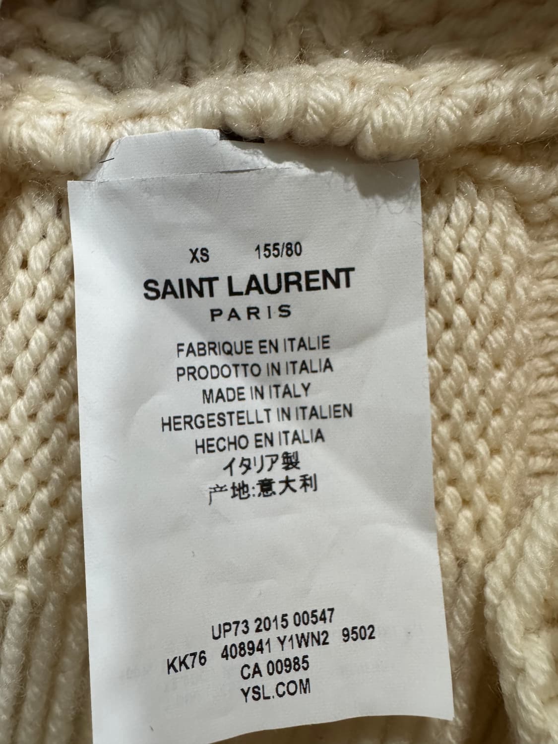 생로랑 니트 판초 XS 아이보리 정품 상품이미지7