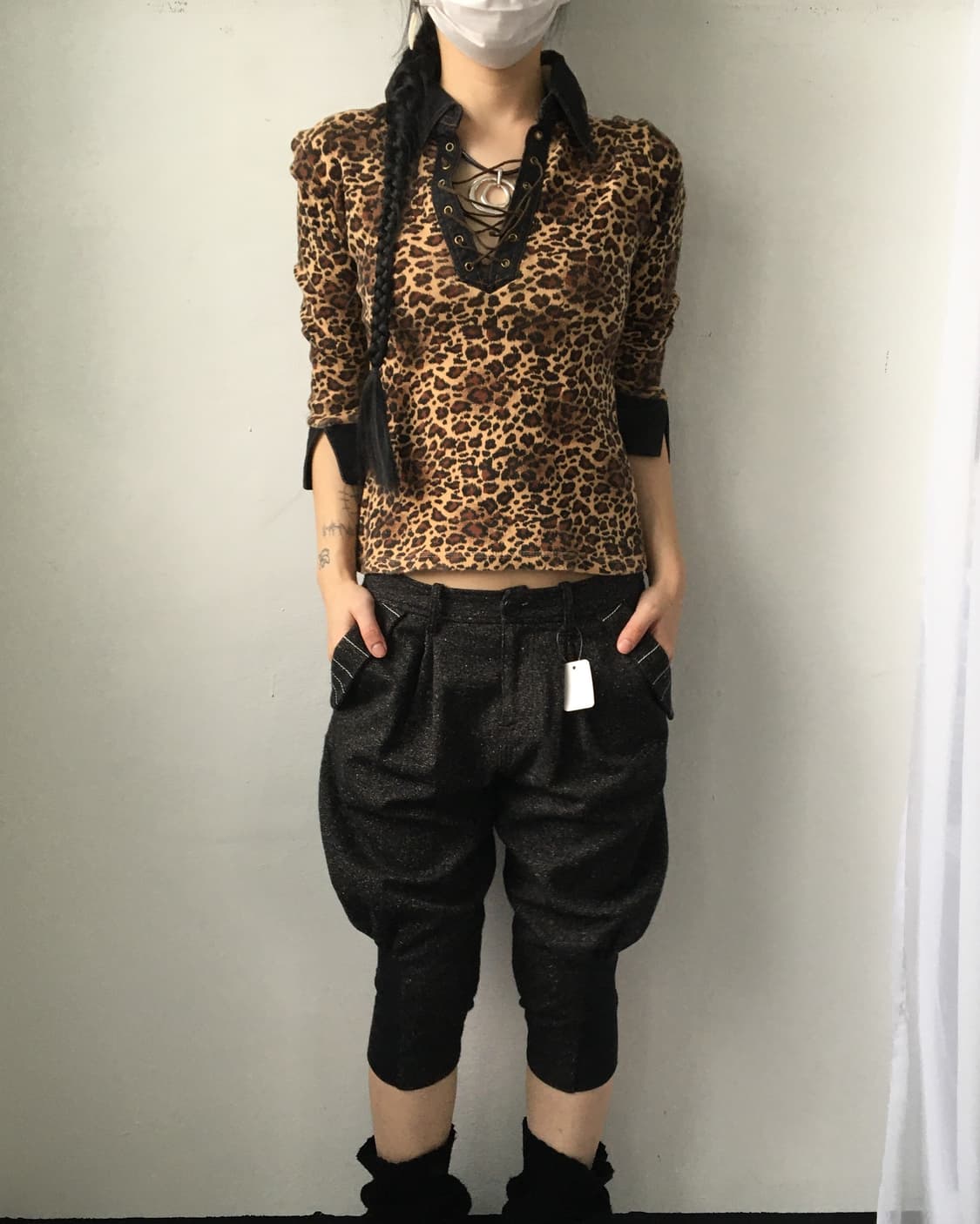 Lace up point leopard pattern pk 상품이미지1