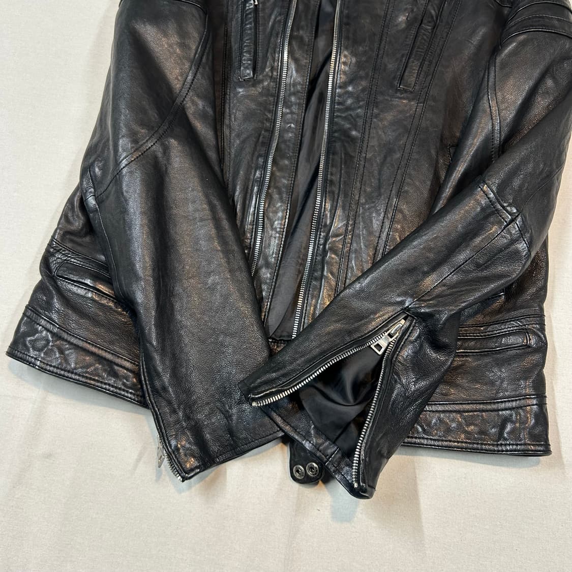 L) 이태리 램스킨 양가죽 멀티 포켓 싱글 라이더 자켓 상품이미지3