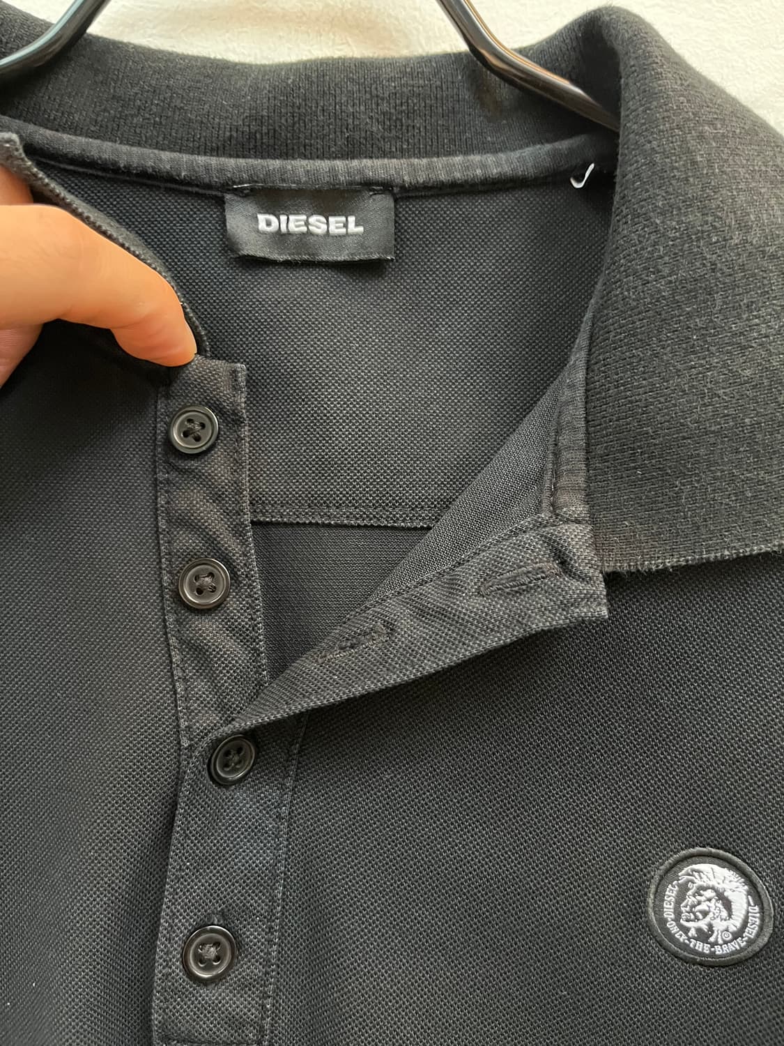 Diesel 블랙 반팔 카라티 M 상품이미지4
