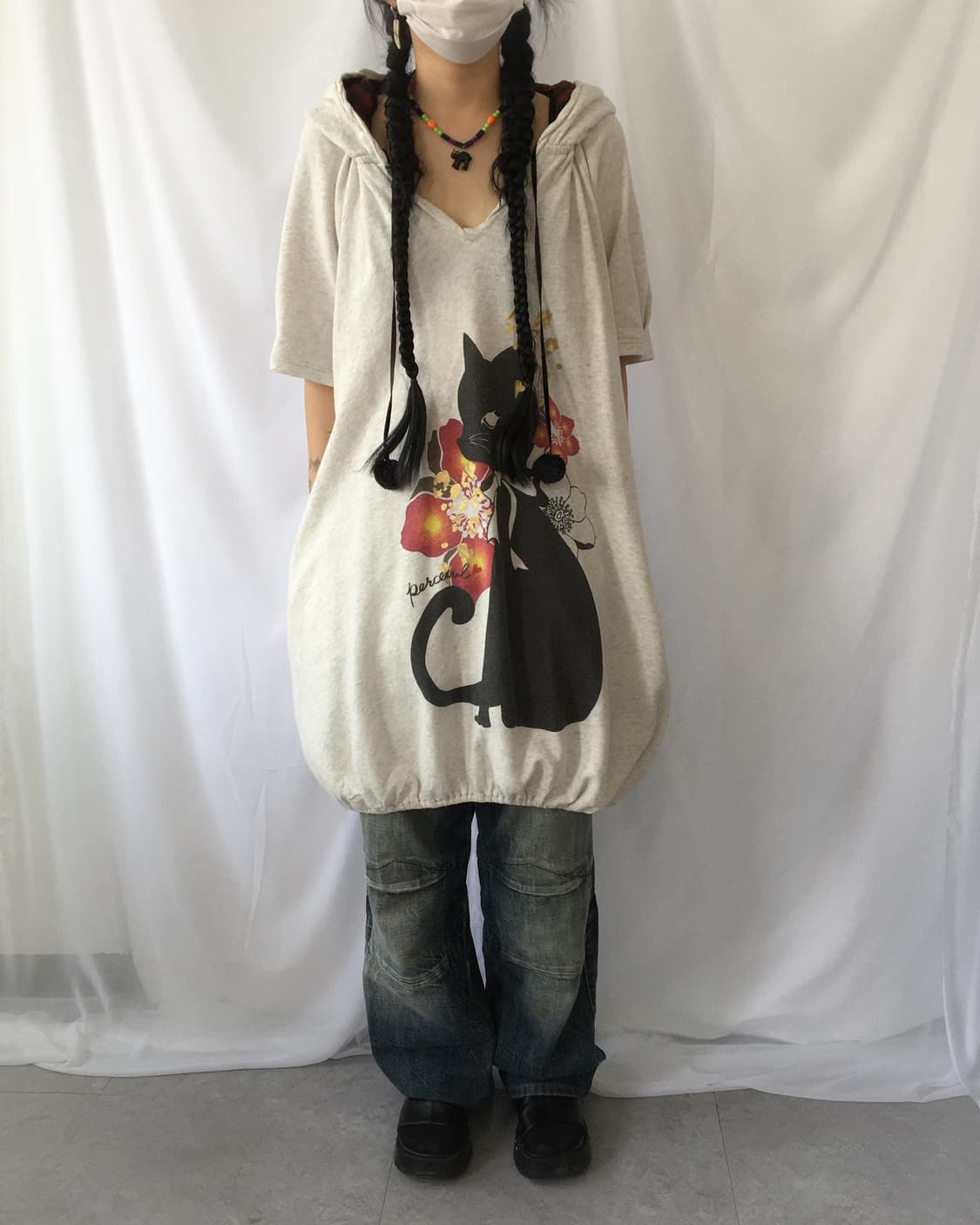 Cat oriental printing loose balloon fit  상품이미지1