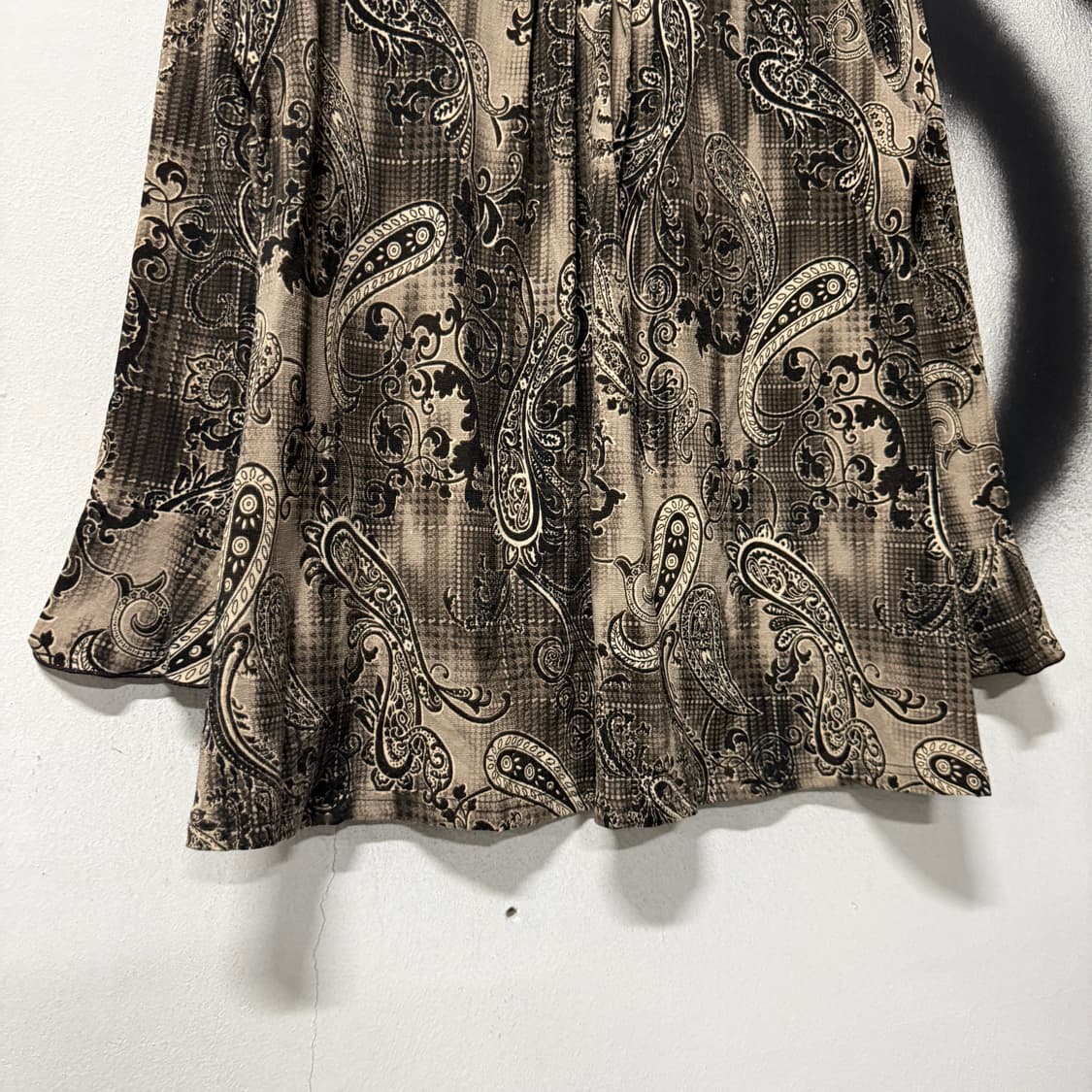 VTG 빈티지 오리엔탈 페이즐리 풀 패턴 퍼프 슬리브 롱슬리브 블라우스 상품이미지4