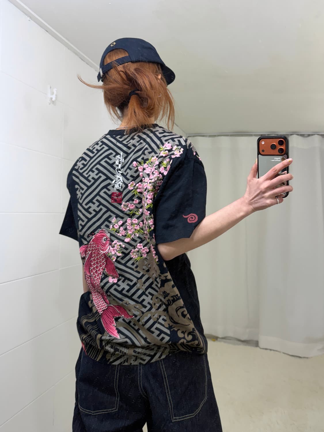 고쿠 오리엔탈 프린팅 자수 반팔 티셔츠 상품이미지3